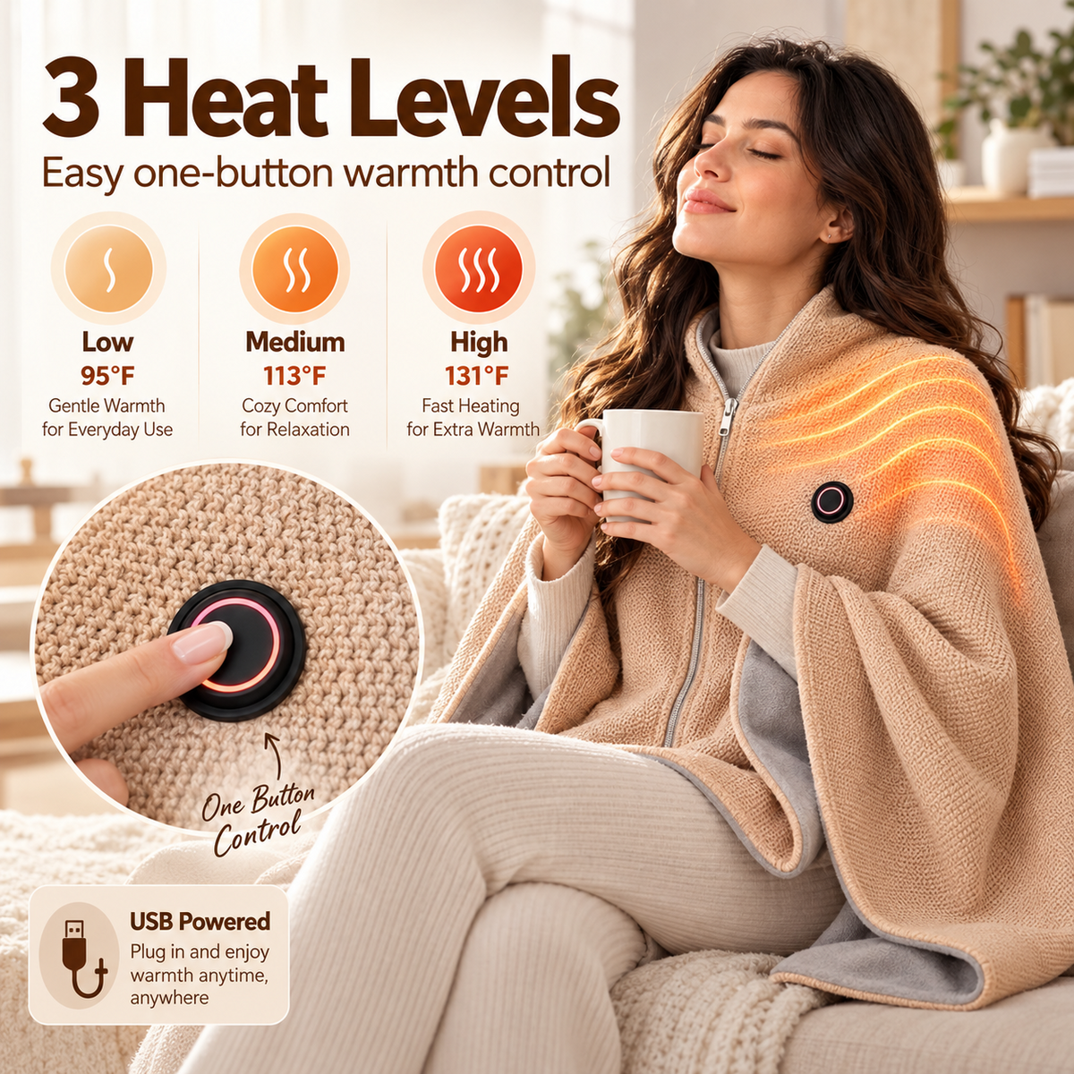 🔥 Christmas Sale — 50% OFF! ❄️ Stay Warm All Winter — Portable Electric Heated Blanket Shawl