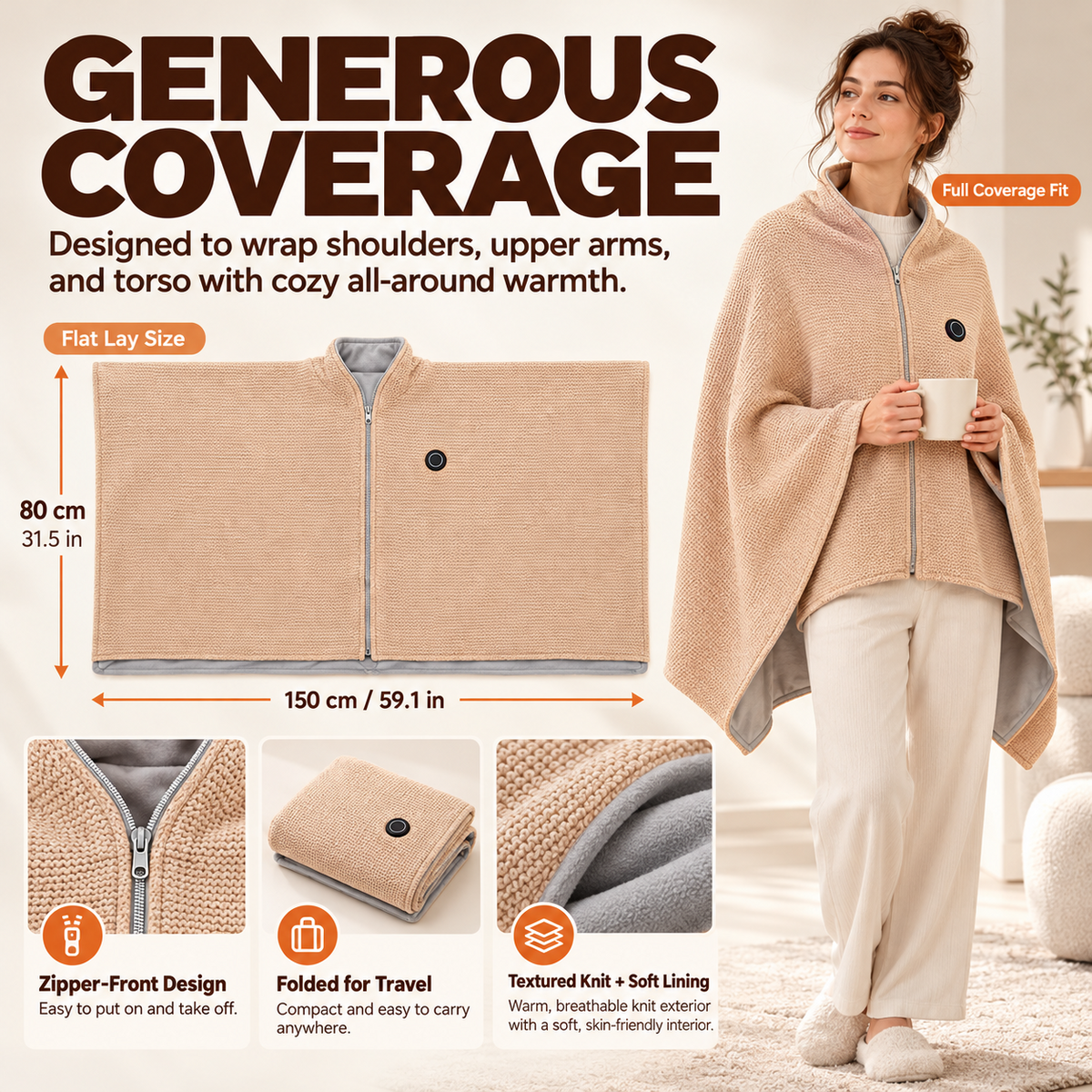🔥 Christmas Sale — 50% OFF! ❄️ Stay Warm All Winter — Portable Electric Heated Blanket Shawl