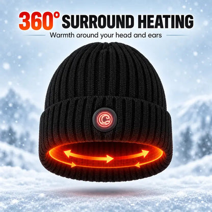 🔥Rechargeable Heated Hat – 3 Heat Settings, 360° Heating Outdoor Work, Skiing, Hiking & Cold Weather