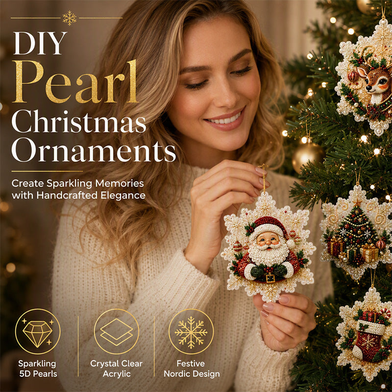 5D Christmas Sparkle Art DIY Ornament Kit – Create Your Own Glittering Gem & Pearl Tree Decorations