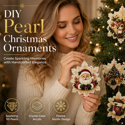 5D Christmas Sparkle Art DIY Ornament Kit – Create Your Own Glittering Gem & Pearl Tree Decorations