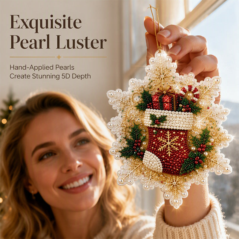 5D Christmas Sparkle Art DIY Ornament Kit – Create Your Own Glittering Gem & Pearl Tree Decorations