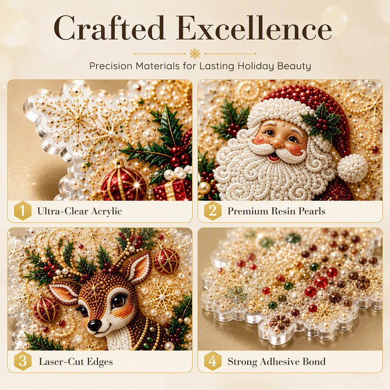 5D Christmas Sparkle Art DIY Ornament Kit – Create Your Own Glittering Gem & Pearl Tree Decorations
