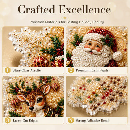 5D Christmas Sparkle Art DIY Ornament Kit – Create Your Own Glittering Gem & Pearl Tree Decorations