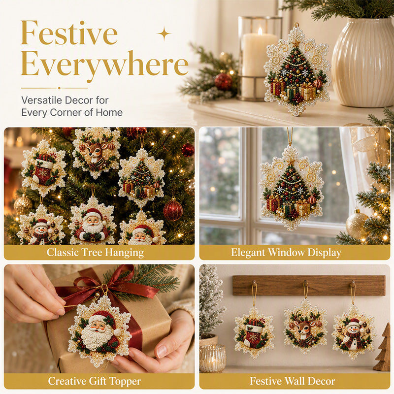 5D Christmas Sparkle Art DIY Ornament Kit – Create Your Own Glittering Gem & Pearl Tree Decorations