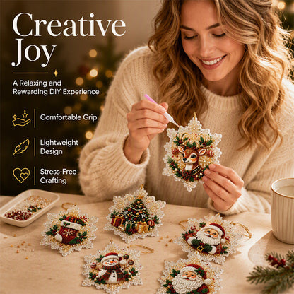 5D Christmas Sparkle Art DIY Ornament Kit – Create Your Own Glittering Gem & Pearl Tree Decorations